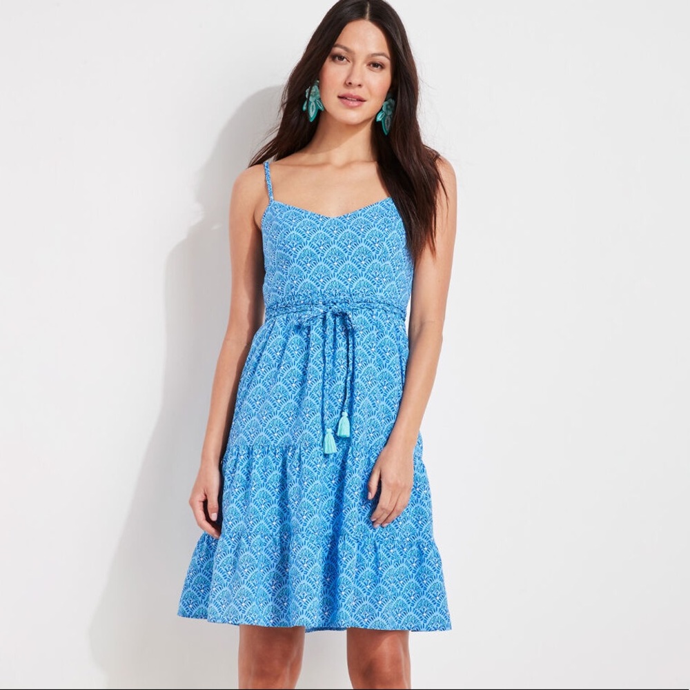 Vineyard Vines Blue Patterned Midi Dress